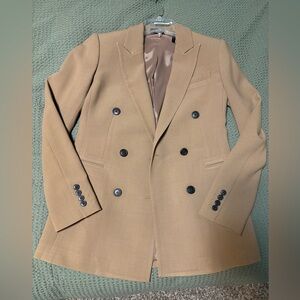 Theory Tan Double-Breasted Blazer in Size 4